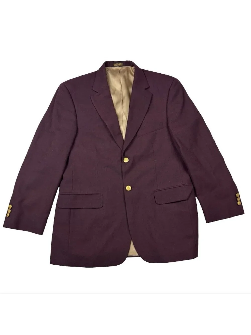 Stafford Men's Wool Blend 2-Button Gold Button Blazer Purple • 38S